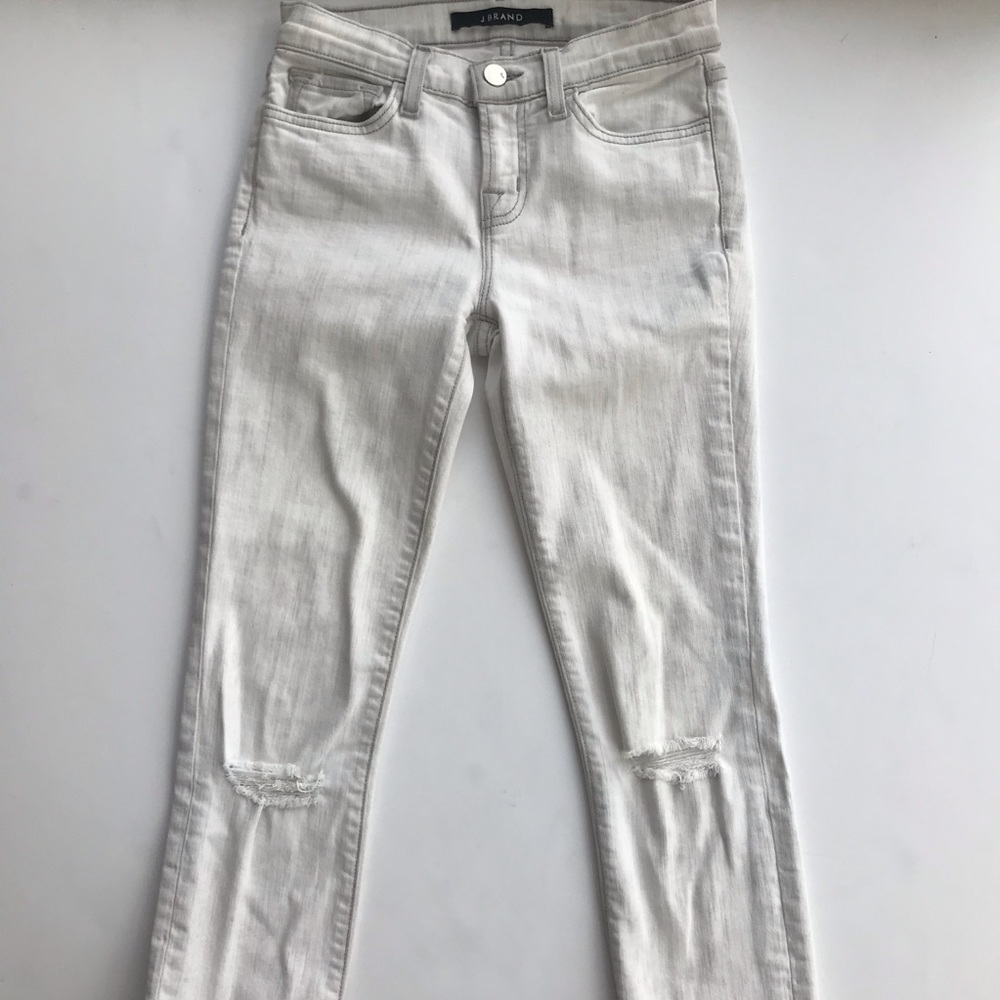 J Brand White Distressed Acid Wash Skinny Jeans - Picture 6 of 6